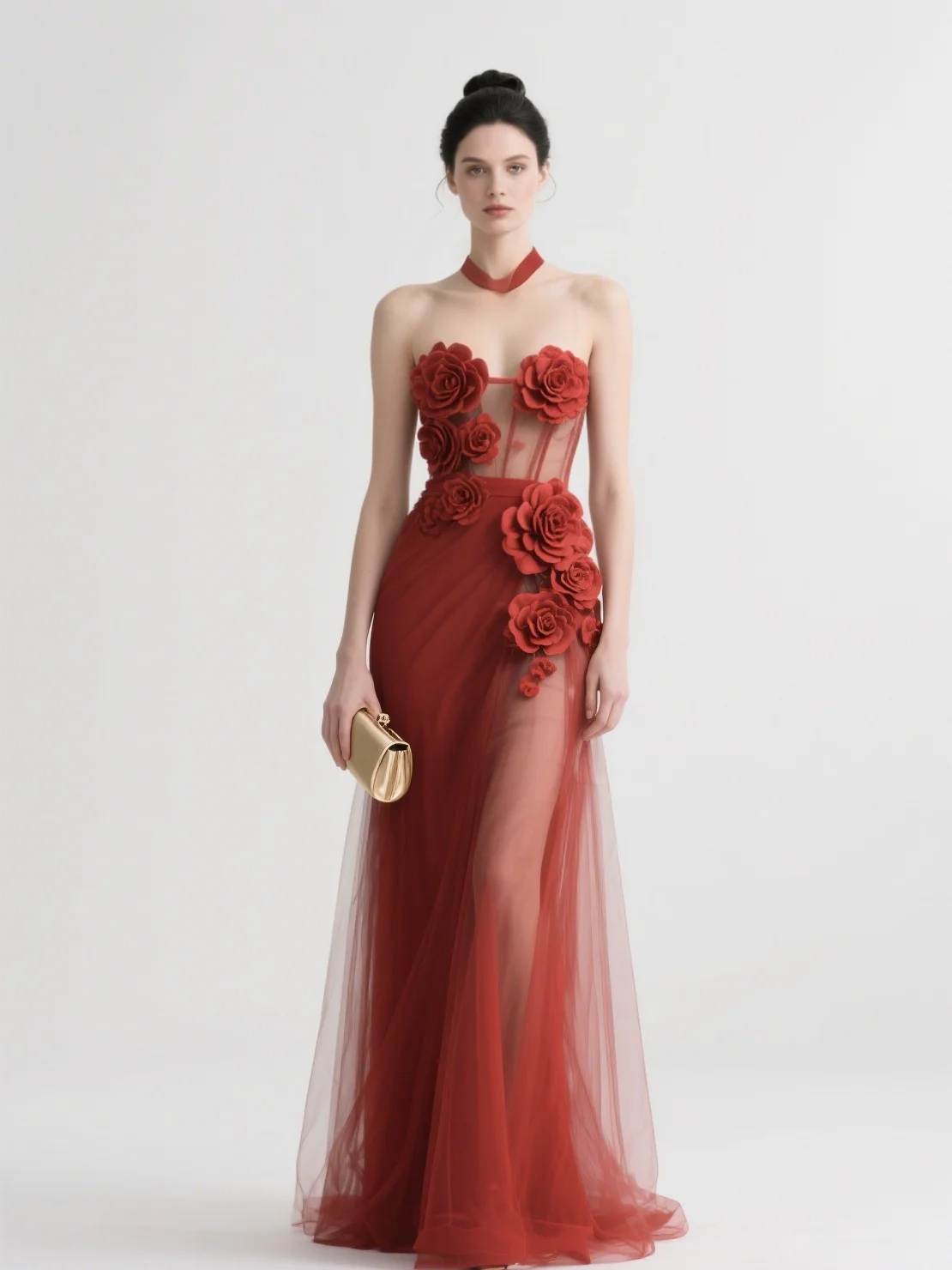 

Fashions Sexy Prom Evening Dress Sheath Halter Sleeveless Tulle Appliques Sweep Train Wedding Guest Dress 2025 Free Customized