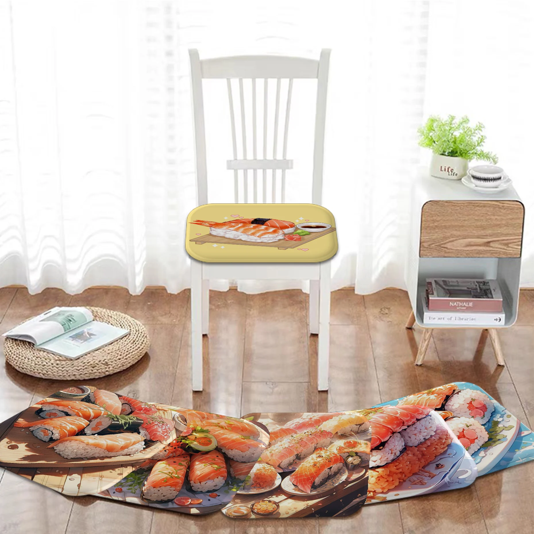 Anime Sushi Cushion Mat Modern Minimalist Style Sofa Mat Dining Room Table Chair Cushions Unisex Fashion Anti-slip Cushion Pads