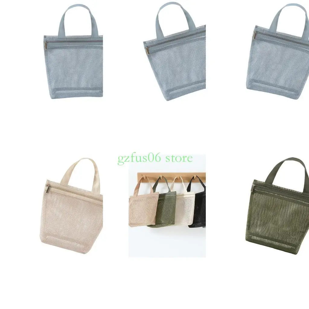 

D5QF Hollow Out Storage Bag Travel Bag Multifunctional Diaper Bag Solid Color Mesh Handbag Solid Color Mom Bag