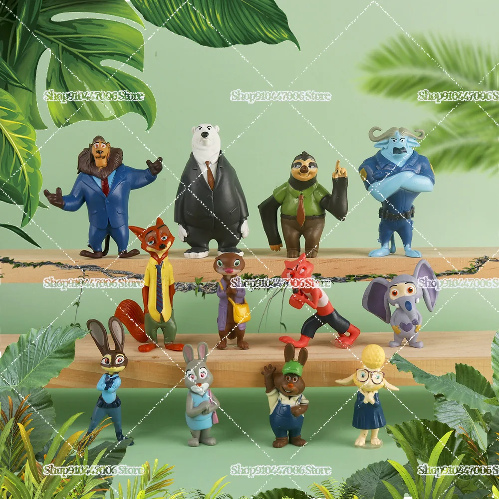 12개 세트 주토피아 2: 비유인류의 부상 애니메이션 액션 피규어 케이크 장식품 동물 미니어처 풍경 선물