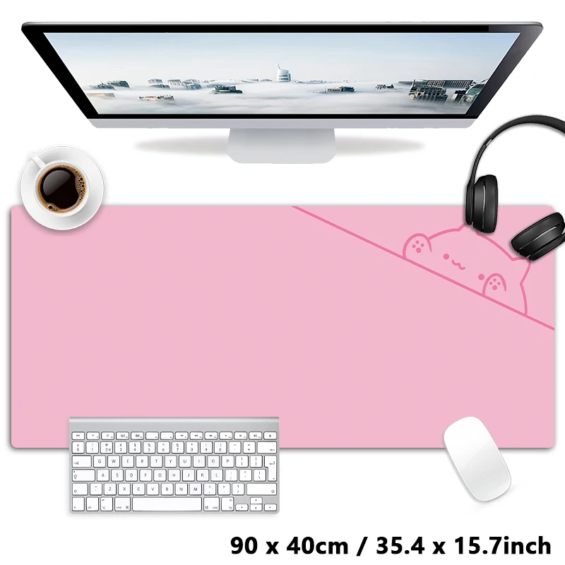 Kawaii Simple Design Pink Blue Black White Cute Cat Mouse Pad Desk Mat For Office Work Silicone Extra Large Gaming Mousepad