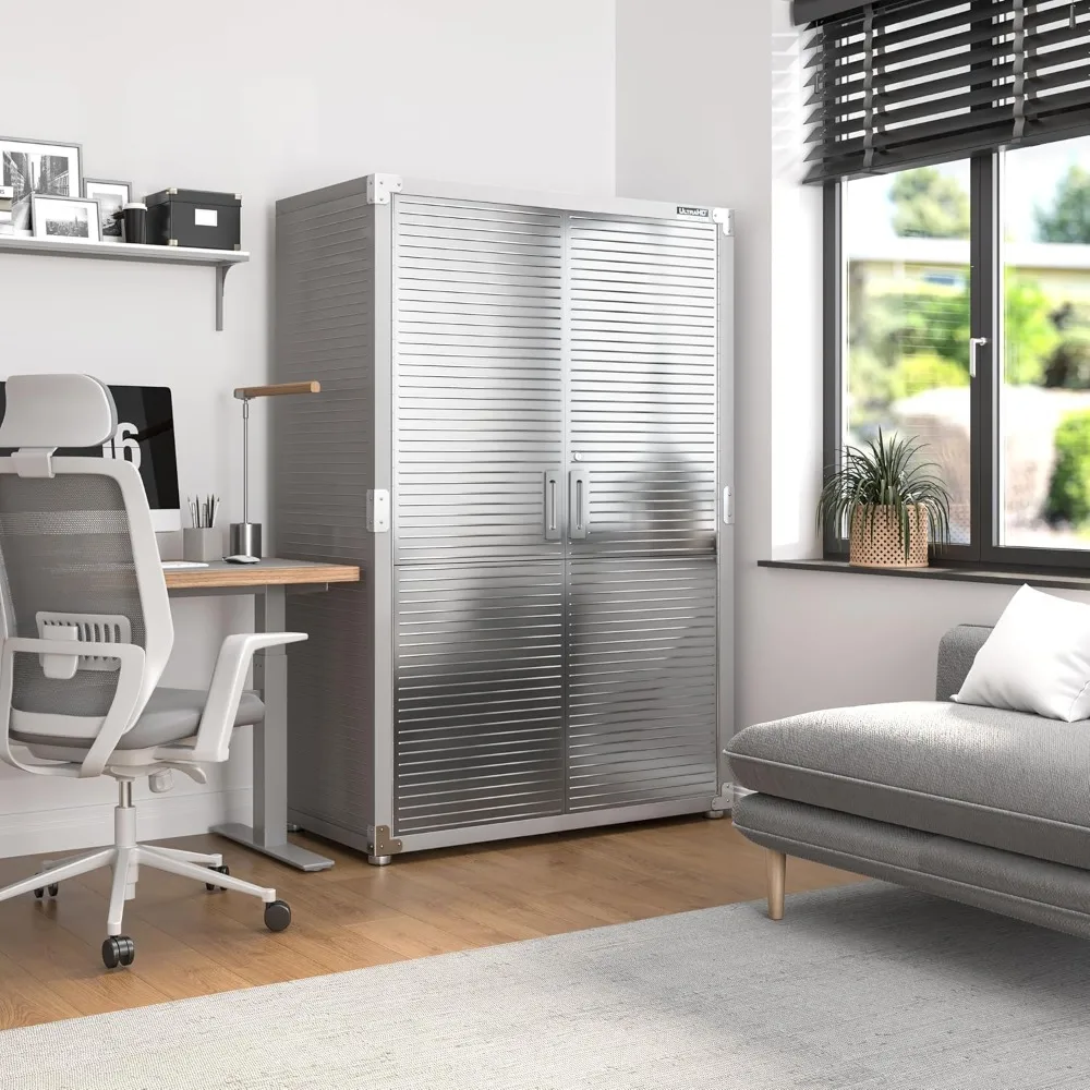 منظم خزانة تخزين معدني قابل للقفل من الفولاذ الصلب فائق الدقة، مع أرفف قابلة للتعديل للمرآب والمستودعات والفصول الدراسية #5