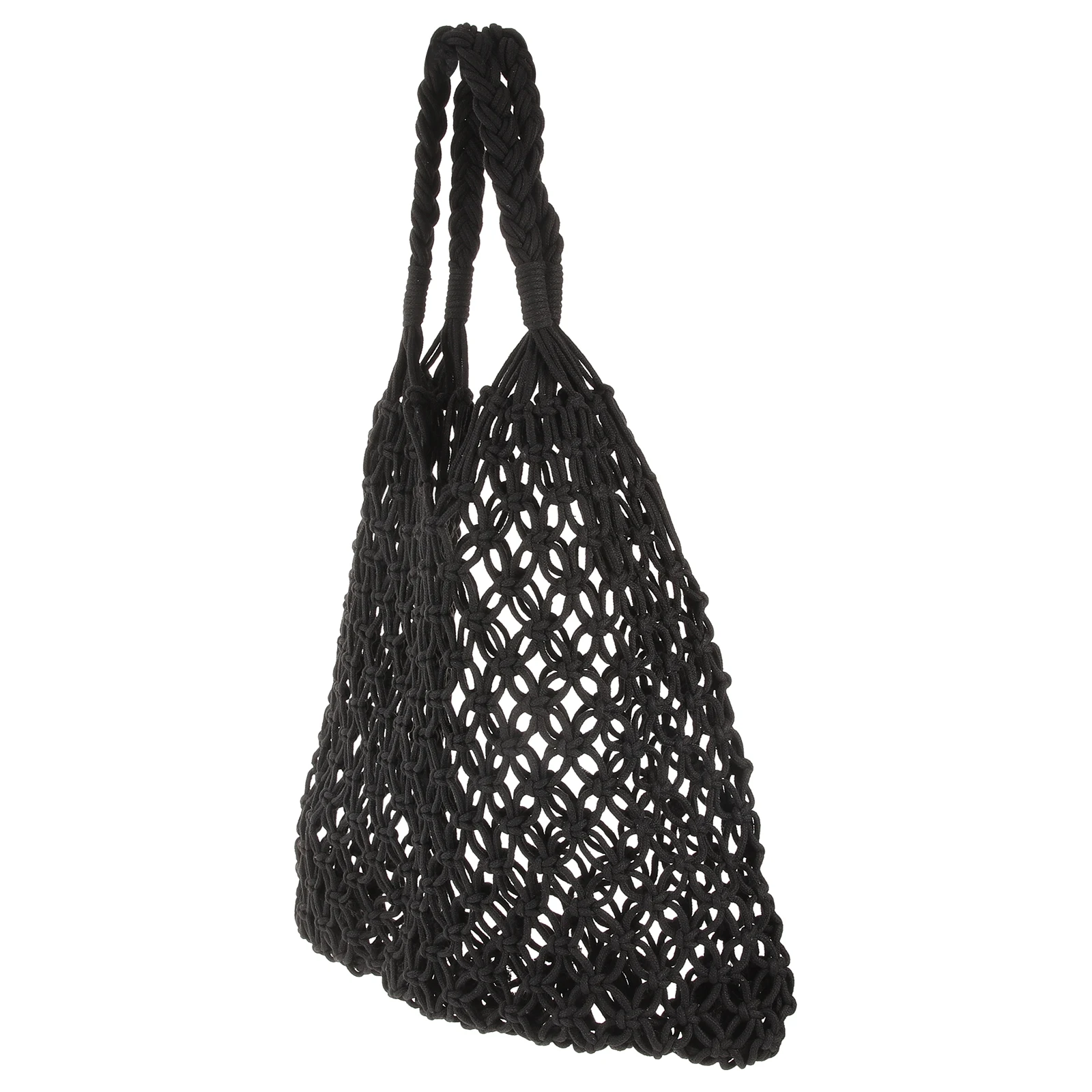 

Woven Straw Beach Bag Lightweight Eco Friendly Knitted Mesh Tote Hollow Out Travel Cotton String Shoulder Bag for Women Storage