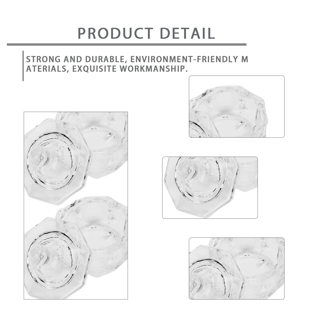 6Pcs Nail Art Crystal Cups Premium Glass Containers for Acrylic Liquid Powder Mixing Salon Use Nail Art Supplies