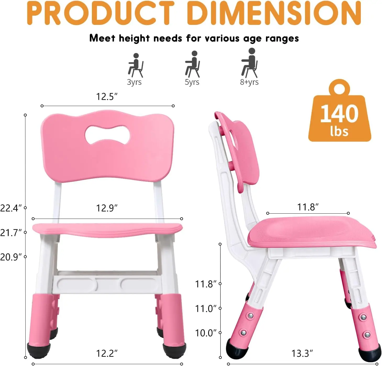 Chairs Suitable for Children Age 2-8 with Foot Covers for Home Classroom Kindergarten and Children's venues Two-Pack