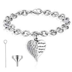 Urn Bracelet for Ashes Stainless Steel Cremation Bracelet with Heart Charm Ashes Holder Memorial Jewelry Urn Bangle for Ashes