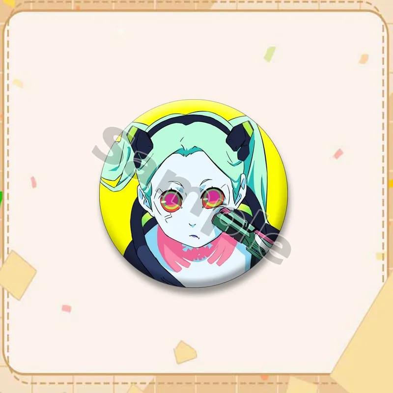 

Cool Cartoon Girls Rebecca Lucyna Kushinada Badge on Backpack Hat Accessories Anime Soft Button Pins Round Jewelry Brooches Gift