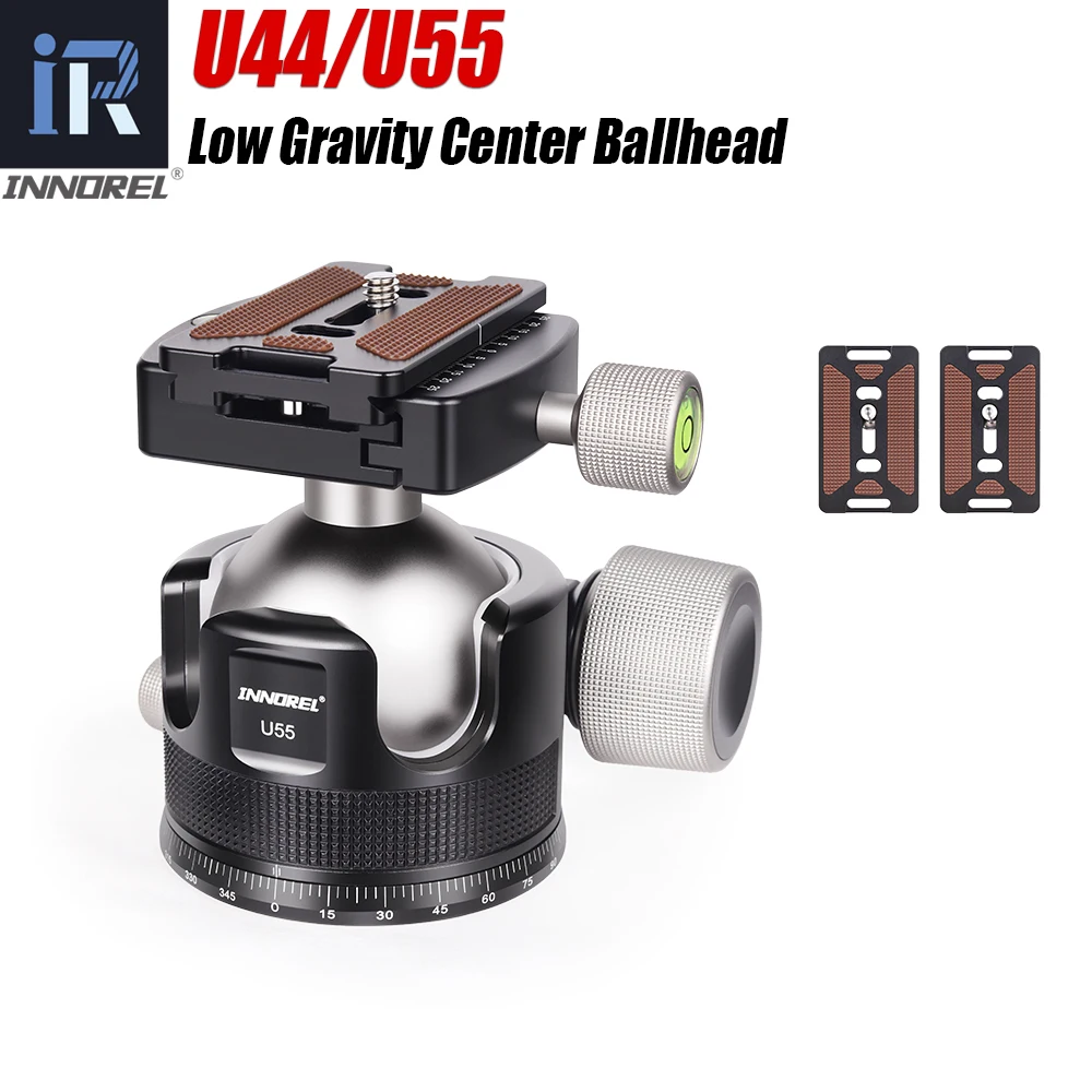 INNOREL U44/U55 Low Profile Camera CNC Metal Heavy Duty 360 Panoramic Tripod Ball Head, for Tripod Monopod DSLR Camera Camcorder