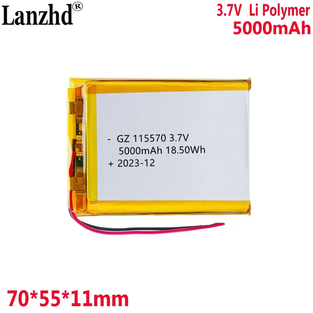 1-15 шт., 3,7 в, литий-полимерный аккумулятор 5000 мАч 115570, мягкая стандартная батарея для оборудования, электронное оборудование, аккумулятор для планшета, DVD