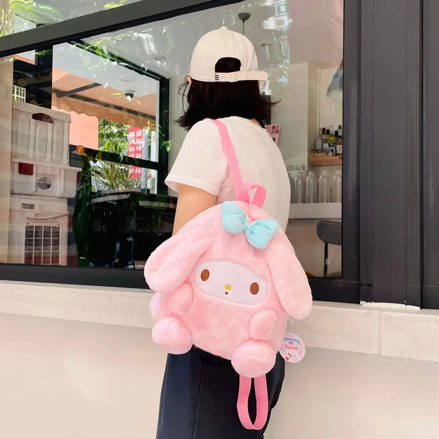 Sanrio Plush Backpack Kawaii Cinnamoroll Kawaii My Melody Plushie Kuromi Bag Purin Dog Anime Plush Animal Gifts for Kids