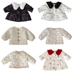 2024 Winter Baby Girl Warm Cardigan Velvet Thickened Mushroom Printed Jacket Coat Cotton Clothes