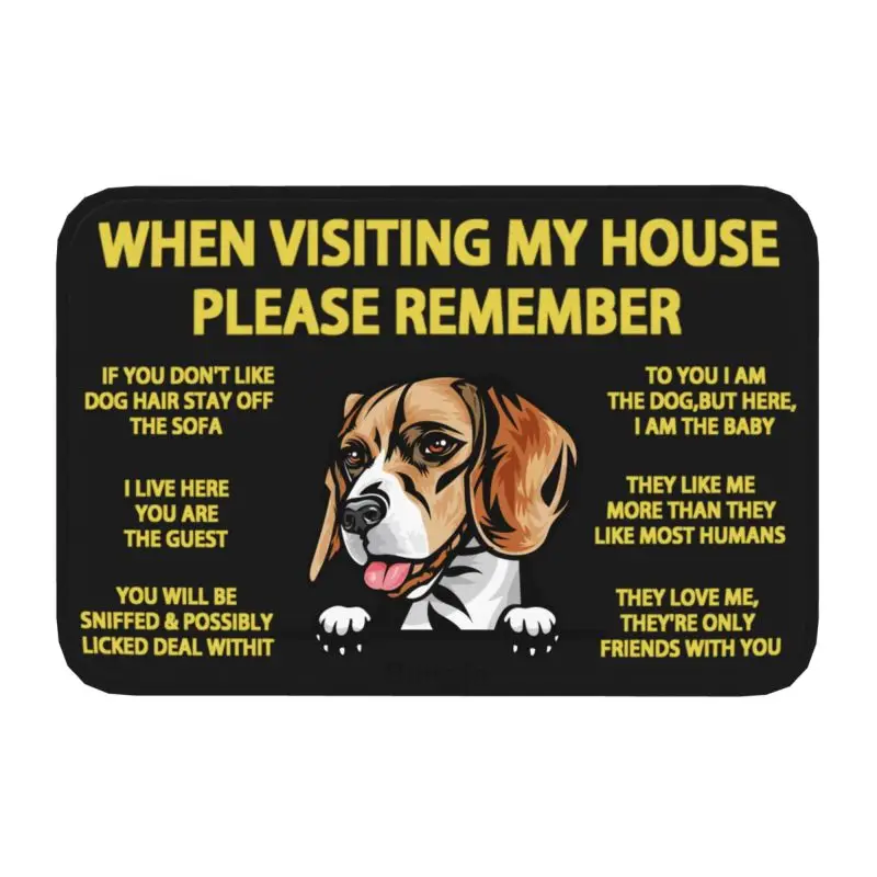 Peeking Dog Beagle Front Door Mat Anti-Slip Indoor Quick Dry Pet Animal Doormat Kitchen Balcony Entrance Rug Carpet