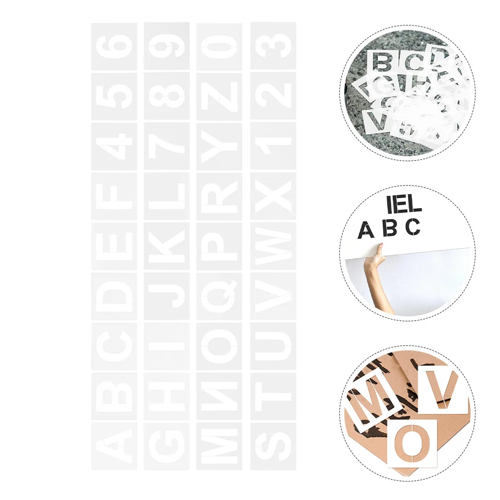 

72Pcs Reusable Plastic Letter Number Stencils Templates for Spray Painting Craft DIY Scrapbooking Art Projects 3 Inch