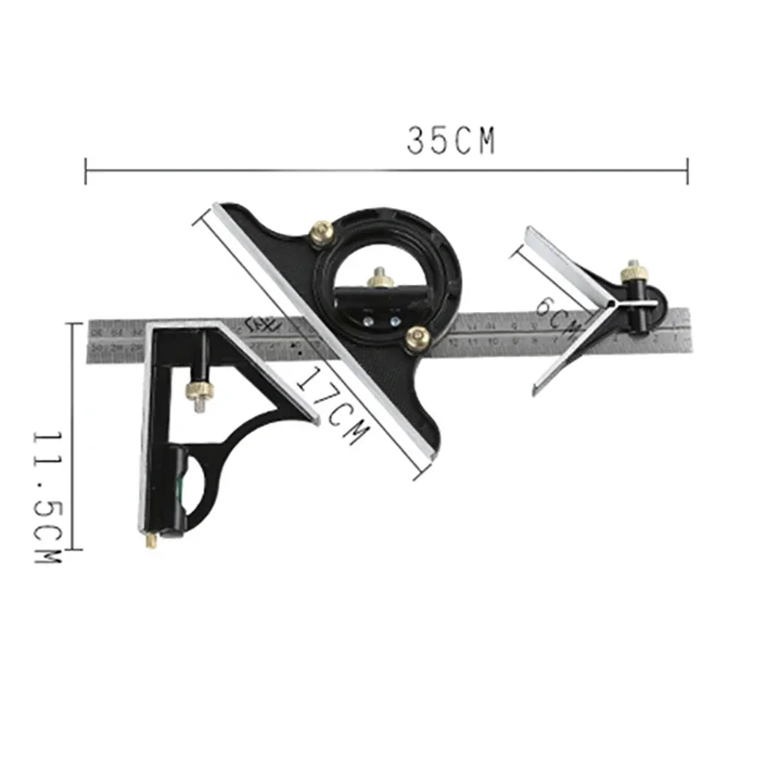 New 3 in 1 Combination Square Angle Finder Protractor 45° 180° Adjustable Separable Ruler 300mm Woodworking Measuring Tools