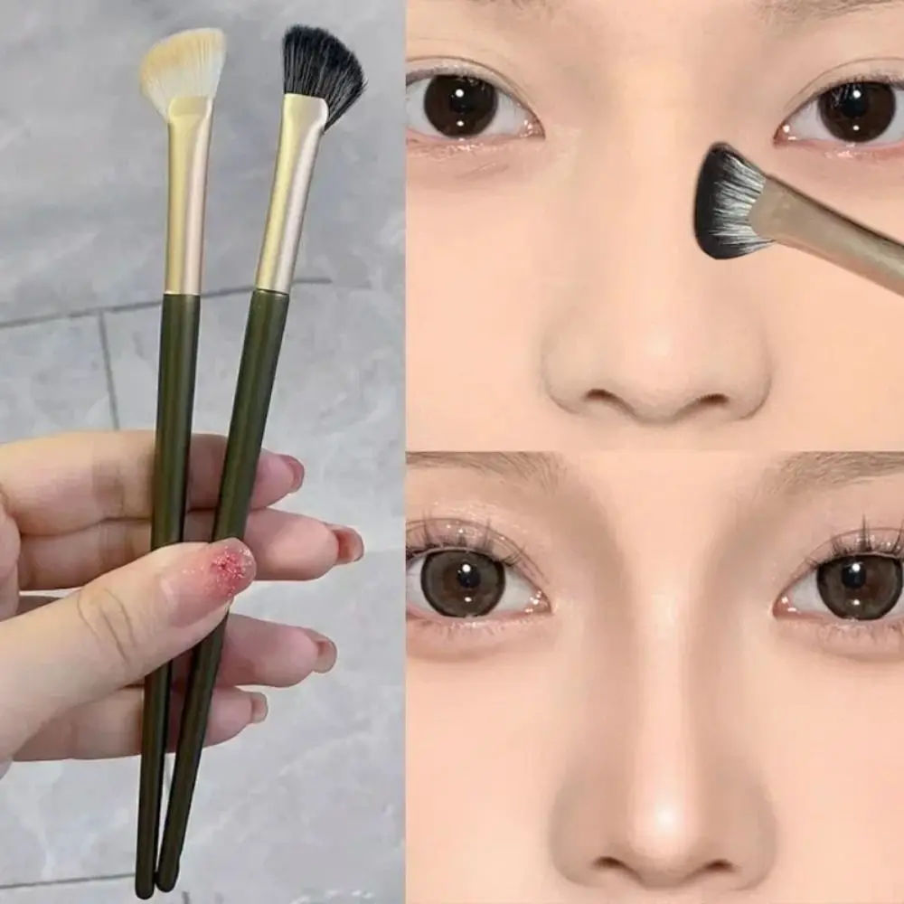 

Angled Makeup Brushes New Flat Head Contour Smudge Nose Shadow Brush Soft Highlighter Blush Half Fan-shaped for Nose Shadow