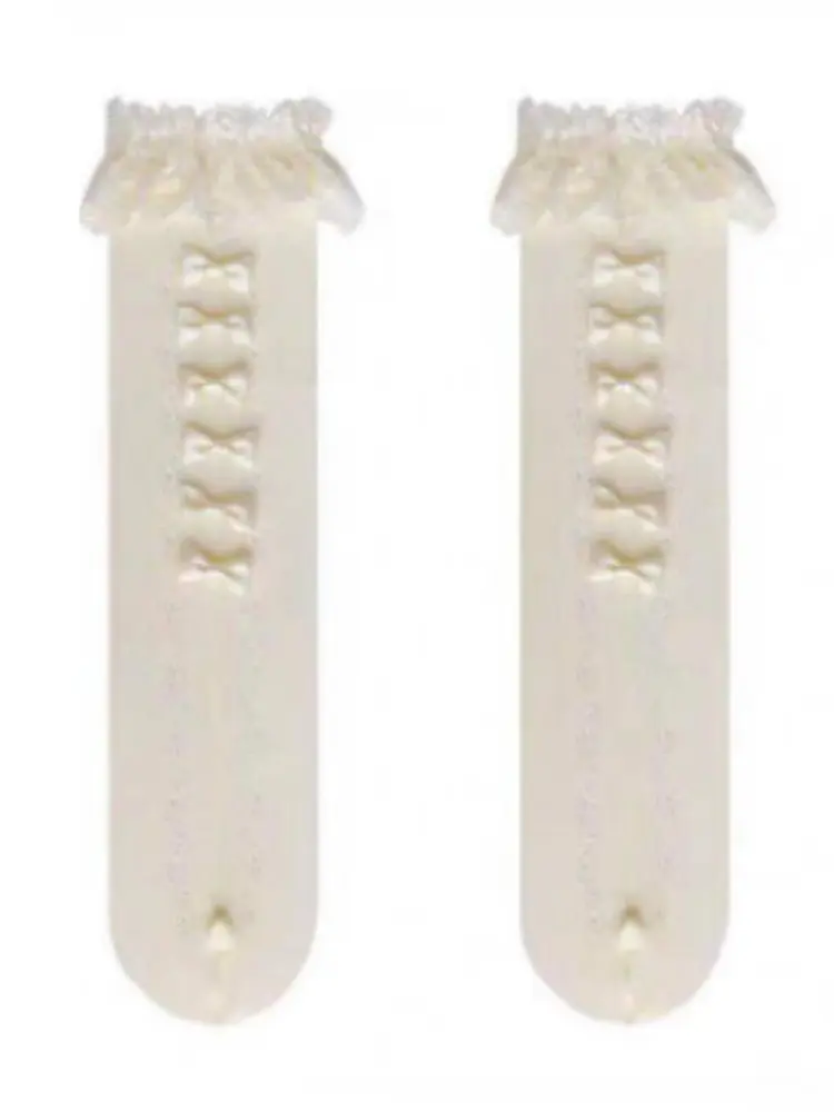 Japanese lo bow socks lace stacking sock lolita tube socks sweetheart girl cute sweet beautiful women sock with skirt
