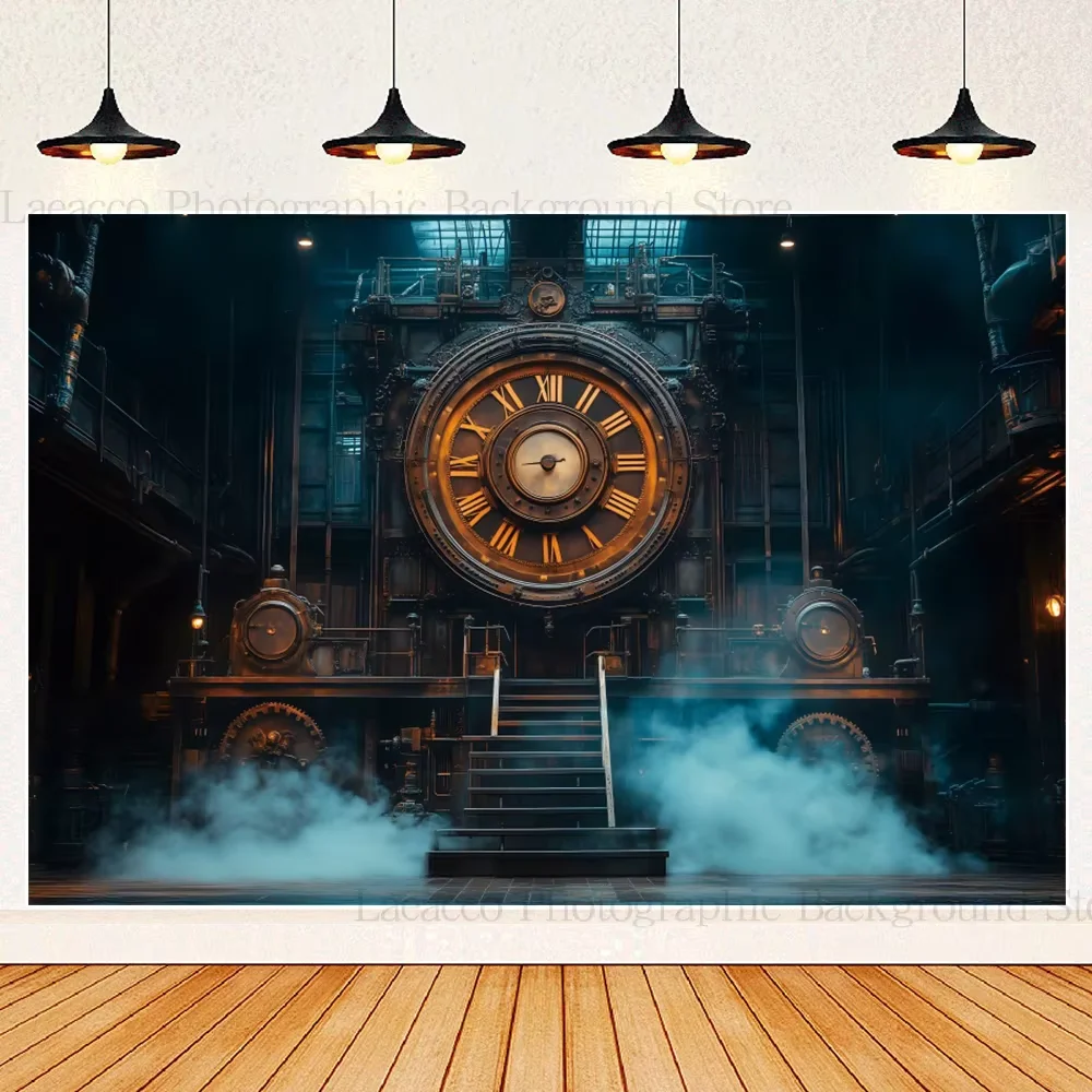 Steampunk Clock Gear Photography Background Children Birthday Party Vintage Industrial Theme Backdrop Banner Photo Booth Props