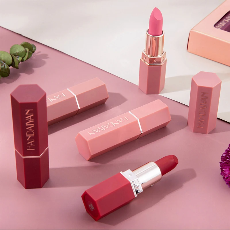 HANDAIYAN 6 Colors Lipstick Set Matte Lipstick Beauty Lip Gloss Balm 24 Hours Waterproof For Makeup Cosmetic 