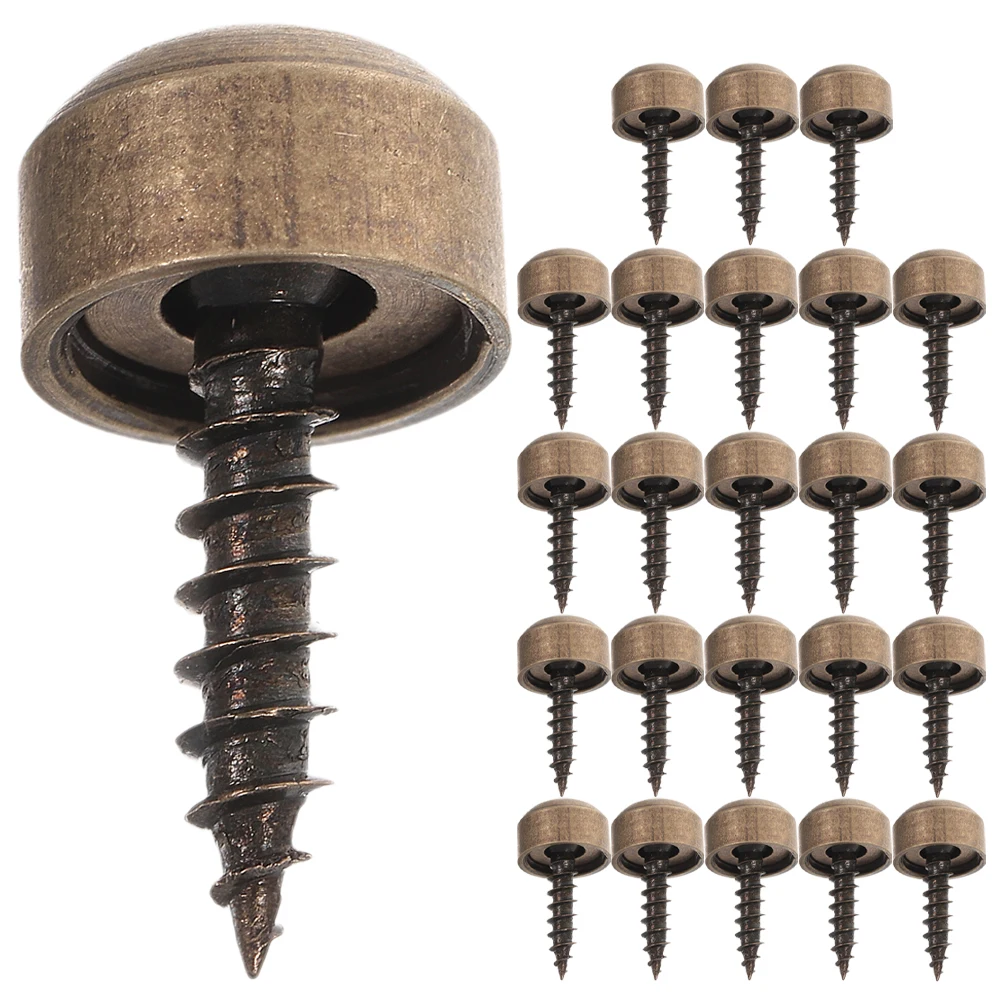 

24 Pcs Decorative Cap Screws Copper Mirror Wall Mounting 9mm Self Tapping Wood Furniture Renovation Durability Rust Resistance