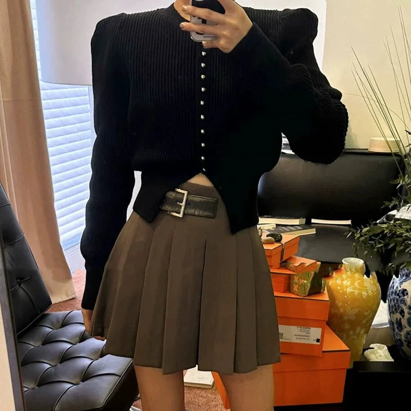 

Cardigans Korean Style Sweaters Womens Spring Bow Boho Drawstring Skew Lattice Backless Cute Fur-Collar Semi-High Simple Fitted