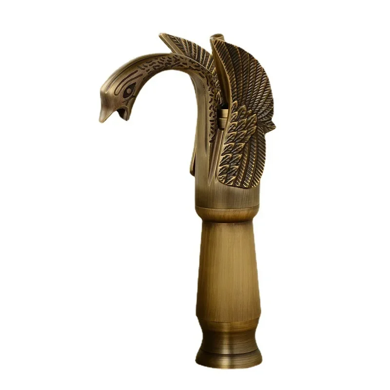 

Brass swan antique retro bathroom basin basin hot and cold faucet mixed water single hole faucet