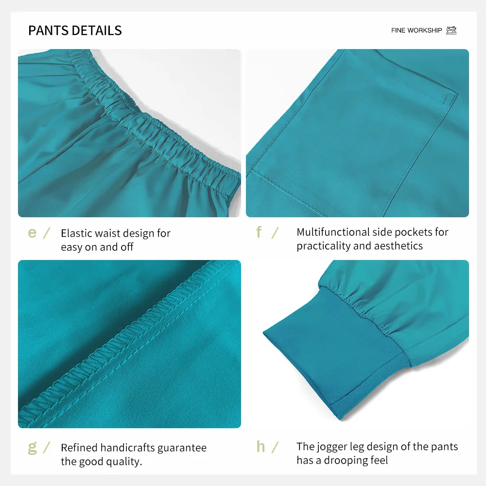 7 ألوان سستة الرقبة التمريض موحدة قصيرة الأكمام طبيب العمل بلايز السراويل بالجملة تنفس الزي الطبي الدعك دعوى النساء