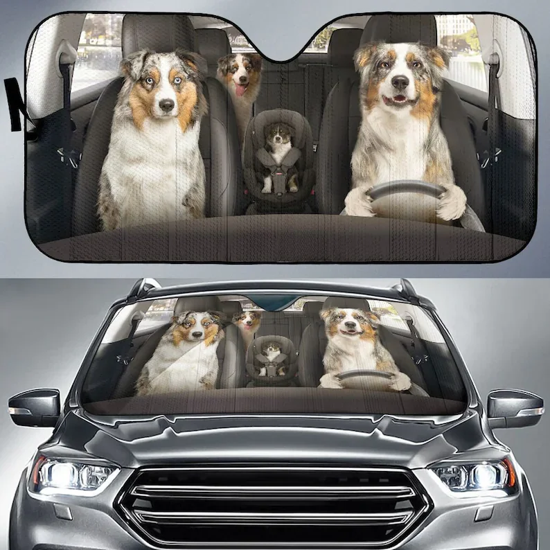 

Australian Shepherd Auto Sun Shade 04 Car Accessories, Windshield Sunshade, Custom Animal Pattern Sunshade,STYLE FOR CAR