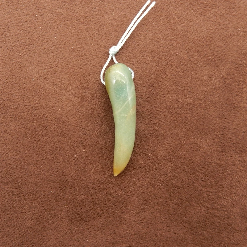 

Natural Green Amazonite Tusk-Shaped Pendant 40x10x10mm Polished Gemstone with Subtle Inclusions for Artisanal Jewelry 5g