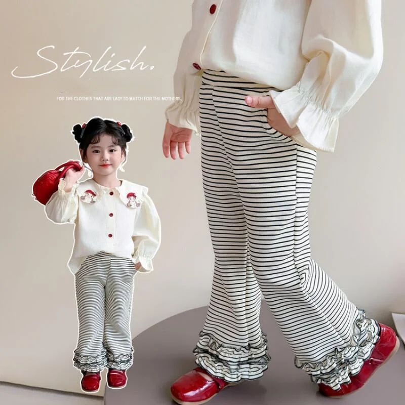 

Girl Pants Child Kawaii New Style Casual Clothing Girls' Autumn 2025 Stylish Baby Spring Autumn Children's Bell Bottom Padding