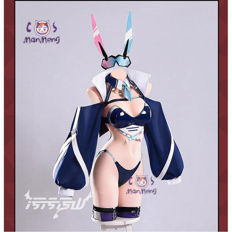

USS New Jersey racing suit Anime Azur Lane Cosplay Costume Women sexy leather bodysuits headwear socks Halloween party uniform