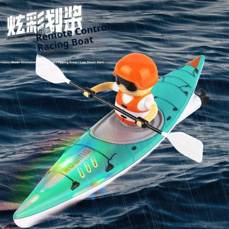 Barca RC Kayak Nave da corsa 2.4G Acqua telecomandata per bambini e ragazzi Giocattolo estivo all'aperto Gioco da competizione per remo