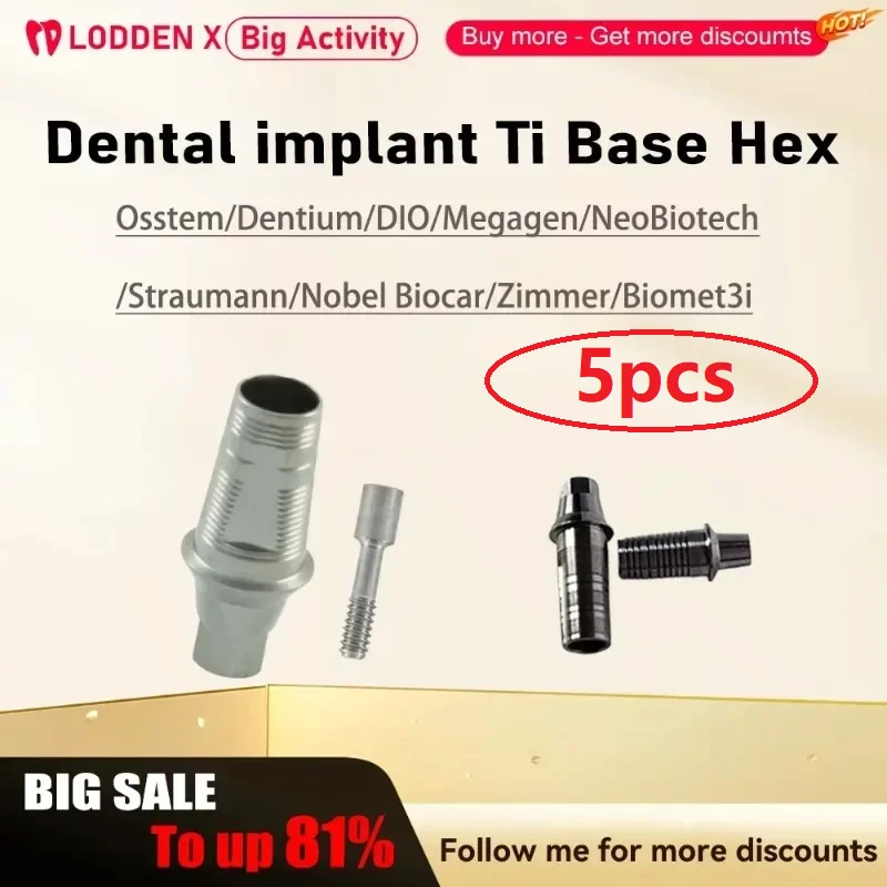 5pcs Dental Ti Base Hex Titanium Alloy Osstem Dentium DIO Megagen NeoBiotech Straumann Nobel Biocar Zimmer Biomet3i  Materials