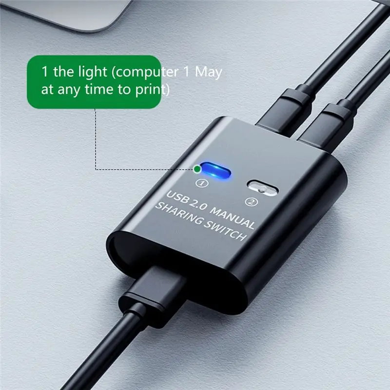 ABFS USB Switch 2 Port Manual USB HUB Two Computers Share U Disk Printer Device Two in One Out USB2.0 Sharer