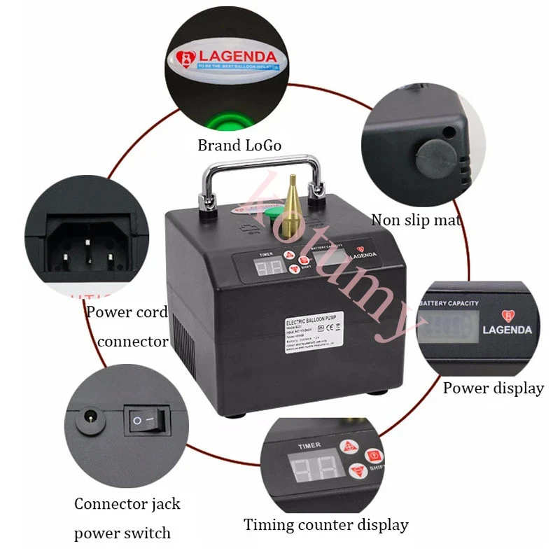 Imagem -03 - Lagenda-modelagem Inflator Balão Torção Modelagem Bateria Hora Digital Contador Bomba de Balão Elétrico 110v 220v