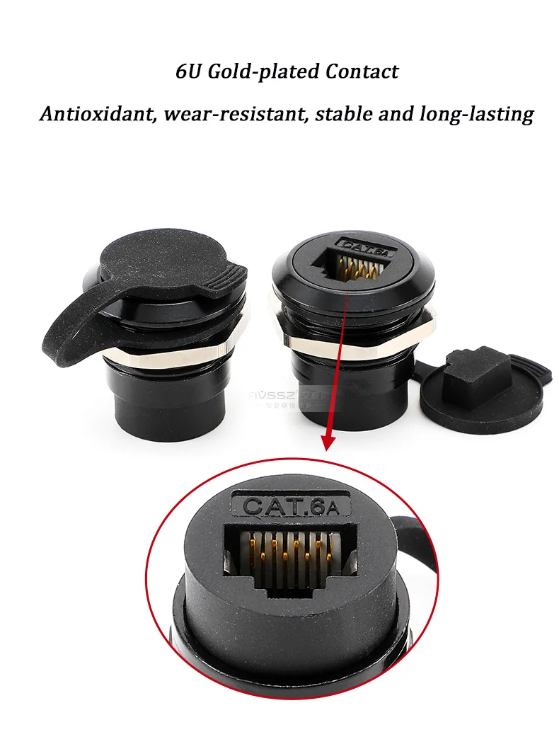 Круглый прямой разъем RJ45 «папа-мама» 8P8C Gigabit Ethernet авиационный разъем CAT6A IP67 промышленный