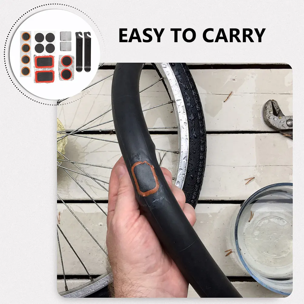 

1 set Bike Inner Tube Patch Kit for Motorcycle Bicycle Tire Repair Tools 10*2 Patches Glue Free Portable Rubber Levers Long Term