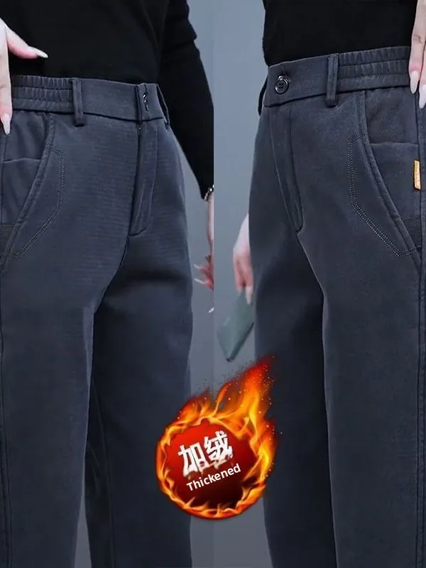 

Мужские осенне-зимние утепленные повседневные брюки с широкими штанинами, прямые, износостойкие, для делового стиля