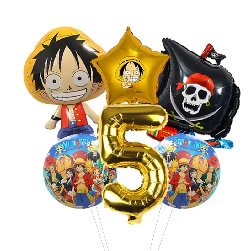 Jungen Anime Geburtstags-Ballonpaket One Piece Luffy Folienballon mit Konfetti Latex-Bündel für Heimparty – Detail 15