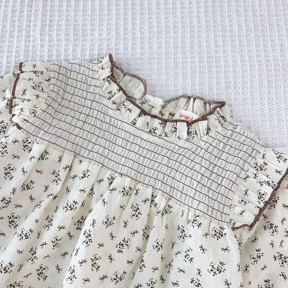 Weißes florales Langarmhemd für Frühling Herbst neues Baby Tops süße und süße Kinder kleidung für 1-6 Jahre alt – Detail 6