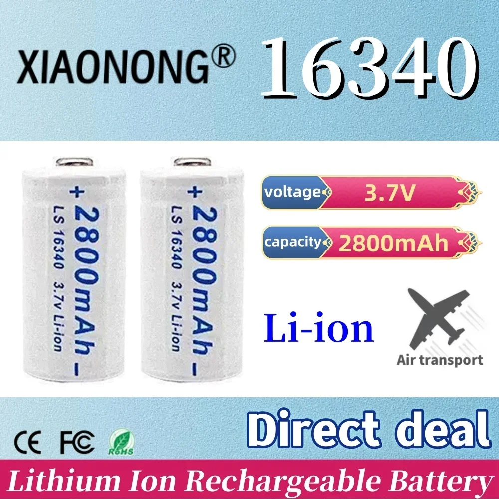 

3.7v 2.8ah CR123A RCR 123 ICR 16340 2800mAh 3.7V For Safety Camera Rechargeable Battery Lithium Ion L70 Plus Charger