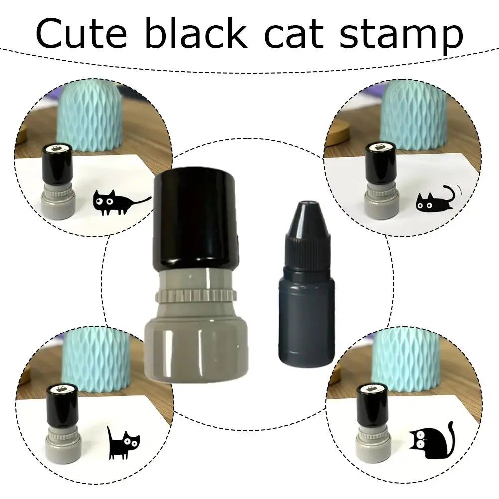 4PCS/Set Cartoon Cute Stamps Lovely Small Black Cat Stamp DIY Stamp Toy Decoration Diary Collage Stationeryert for Kids view 4