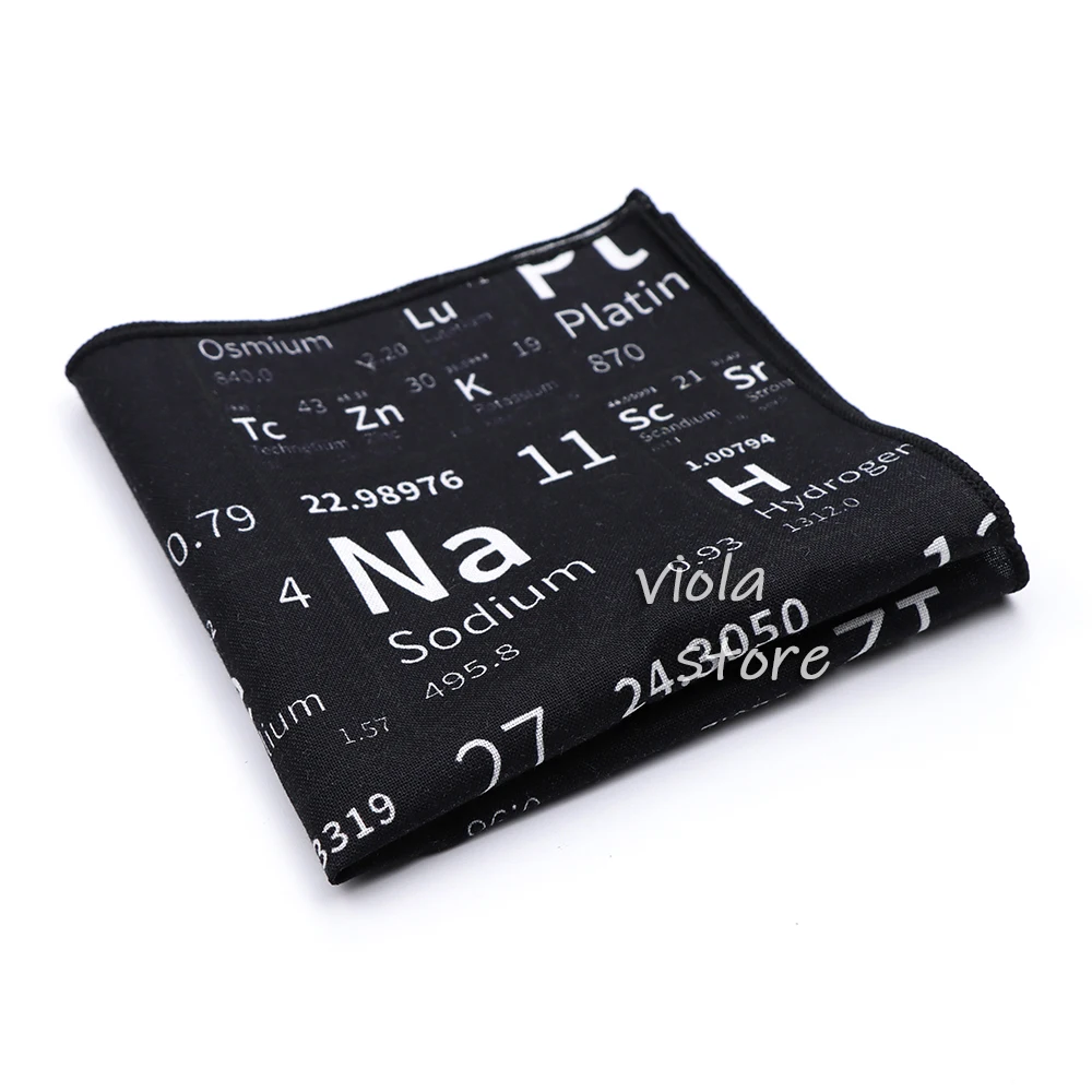 Cotton 23cm Pocket Square Math Science Astronomy Physical Chemistry Men College Academy Institute School Cosplay Gift Accessory