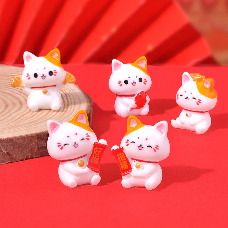 Lucky Cat Desktop Ornament Car Decoration Spring Festival Desktop Good Luck Wealth Welcoming Cat Ornament