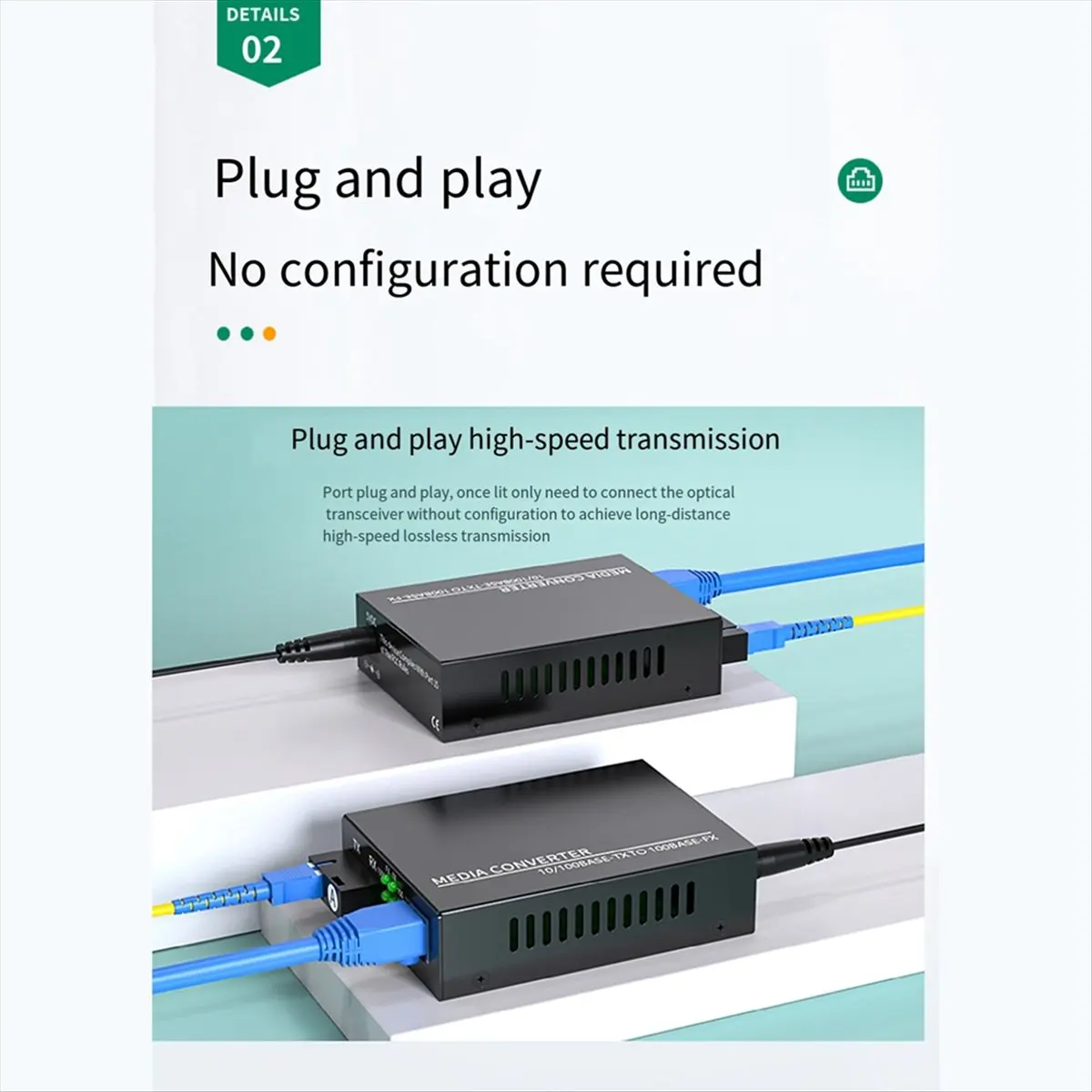 1Pair Fiber Transceiver 100Mbps 20KM Single Mode Single Fiber US Plug Y80A