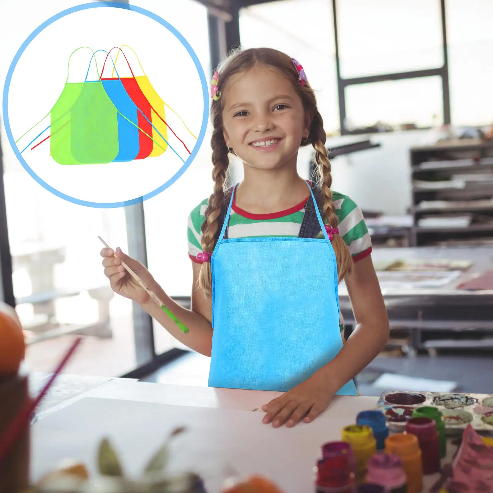 8Pcs Kids Painting Apron Waterproof Adjustable Art Smock for Children Drawing Cooking Baking Craft Activities