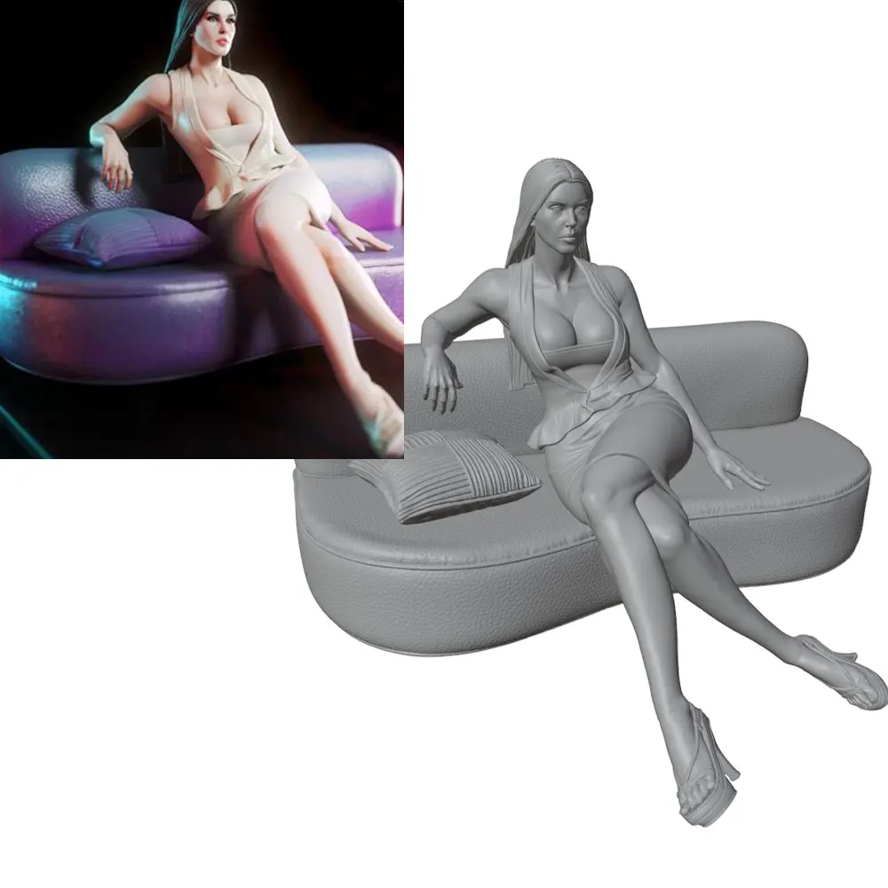 1/24 Room Decoration Items Sexy Girl Resin Model Kits 3D Printed Gray Model Figurine DIY Doll Model Unassembled And Unpainted