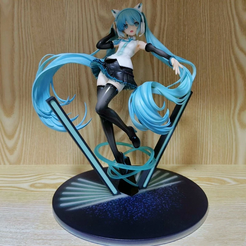 Genuine F:Nex×Yowu Vocaloid Hatsune Miku Figure Cat Ear Headphones Ver Miku Action Figurine Anime Pvc Model Collection Doll Toy