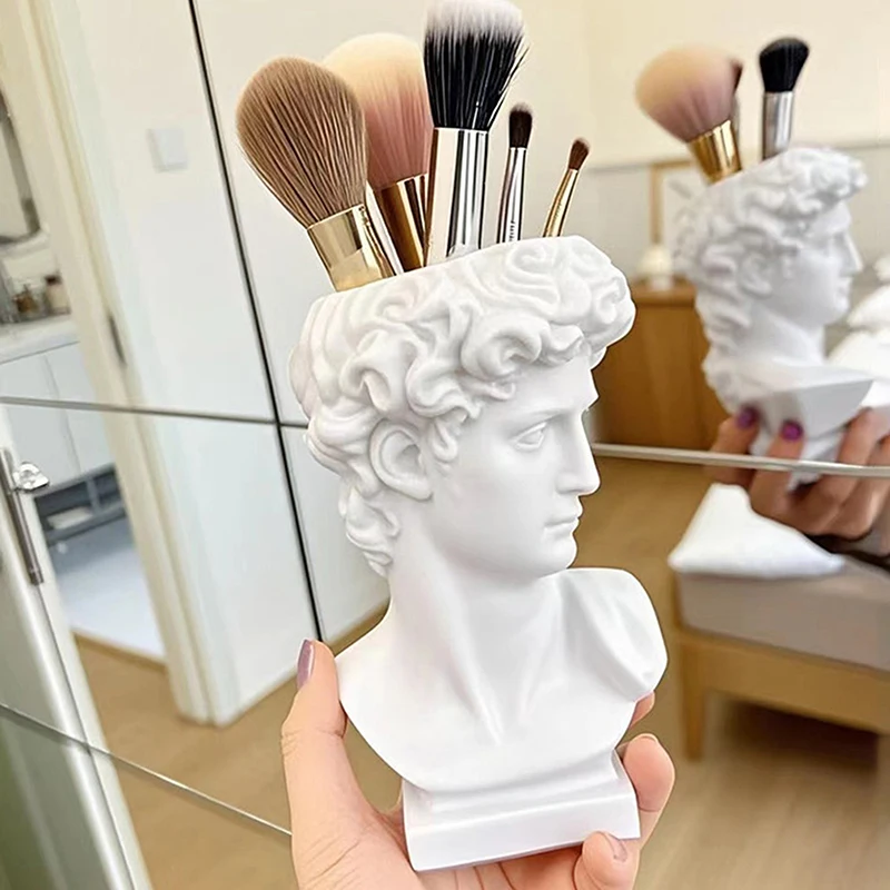 Household Makeup Brushes Organizer Creative Statue Of David Shape Brush Pot Desktop Ornaments Storage Box