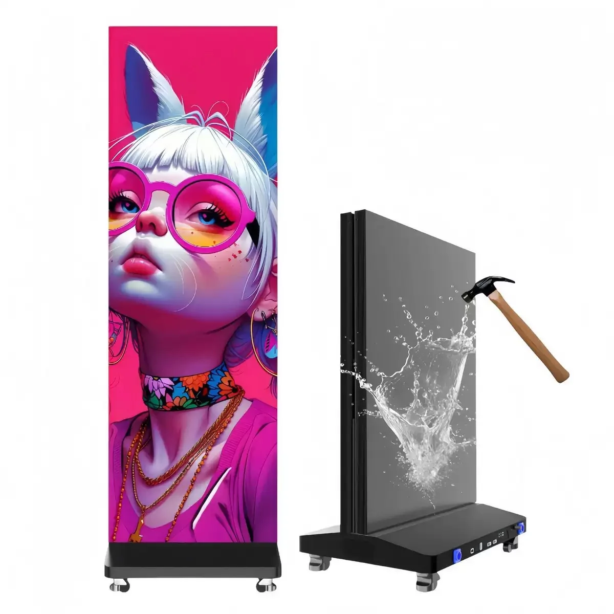Ultra-Thin Foldable LED Advertising Panels GOB Coating IP65 Rated Indoor Digital Three-sided Folding Led Wall For Shopping Mall