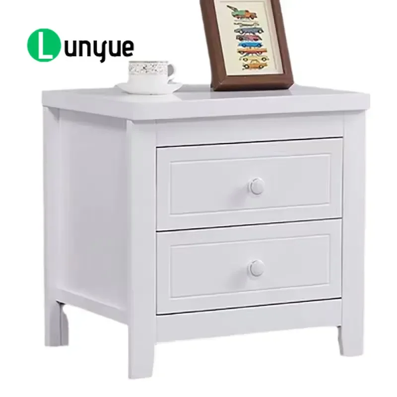 Contemporary Bedside Nightstand With Easy-Glide Drawers Trendy Bedroom Cabinet for Storage Solid Wood Construction for